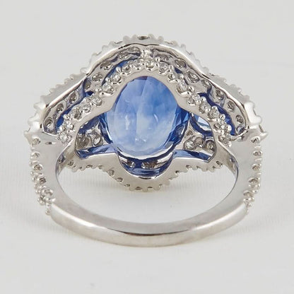 6.50 Carat Oval Sapphire and Diamond Platinum Fashion Ring