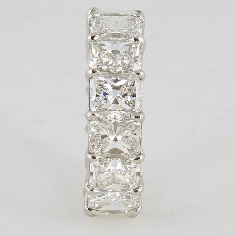 Radiant Cut Diamond Eternity Band Ring 12.34 Carat Platinum