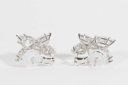 Handmade Platinum 11.82 Carat Pear Shaped Diamond Cluster Clip Earrings