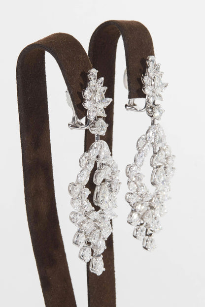 Stunning 22 Carat Pear Shaped Diamond Drop Earrings White Gold
