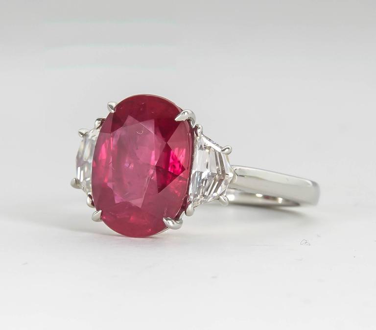 GIA Certified 5.33 Carat Ruby Diamond Platinum Cocktail Ring