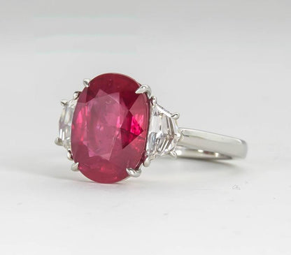 GIA Certified 5.33 Carat Ruby Diamond Platinum Cocktail Ring