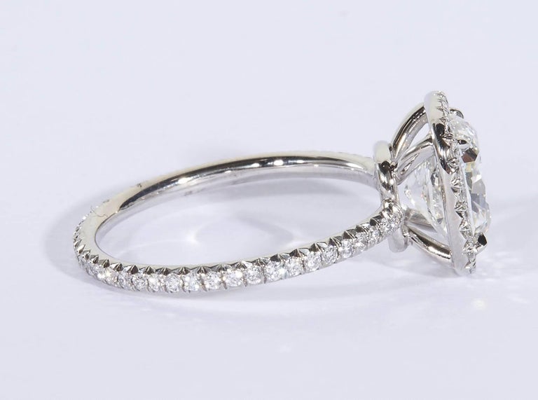 2.04 Carat GIA Cushion Cut Diamond Platinum Engagement Ring