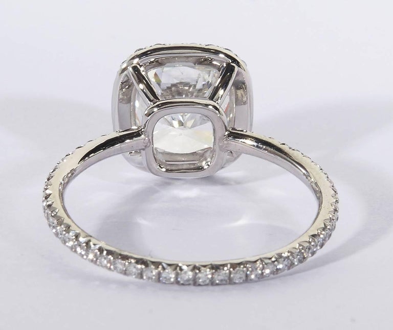 2.04 Carat GIA Cushion Cut Diamond Platinum Engagement Ring