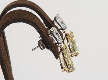 GIA Certified Fancy Yellow and White Diamond 18k Gold Earrings