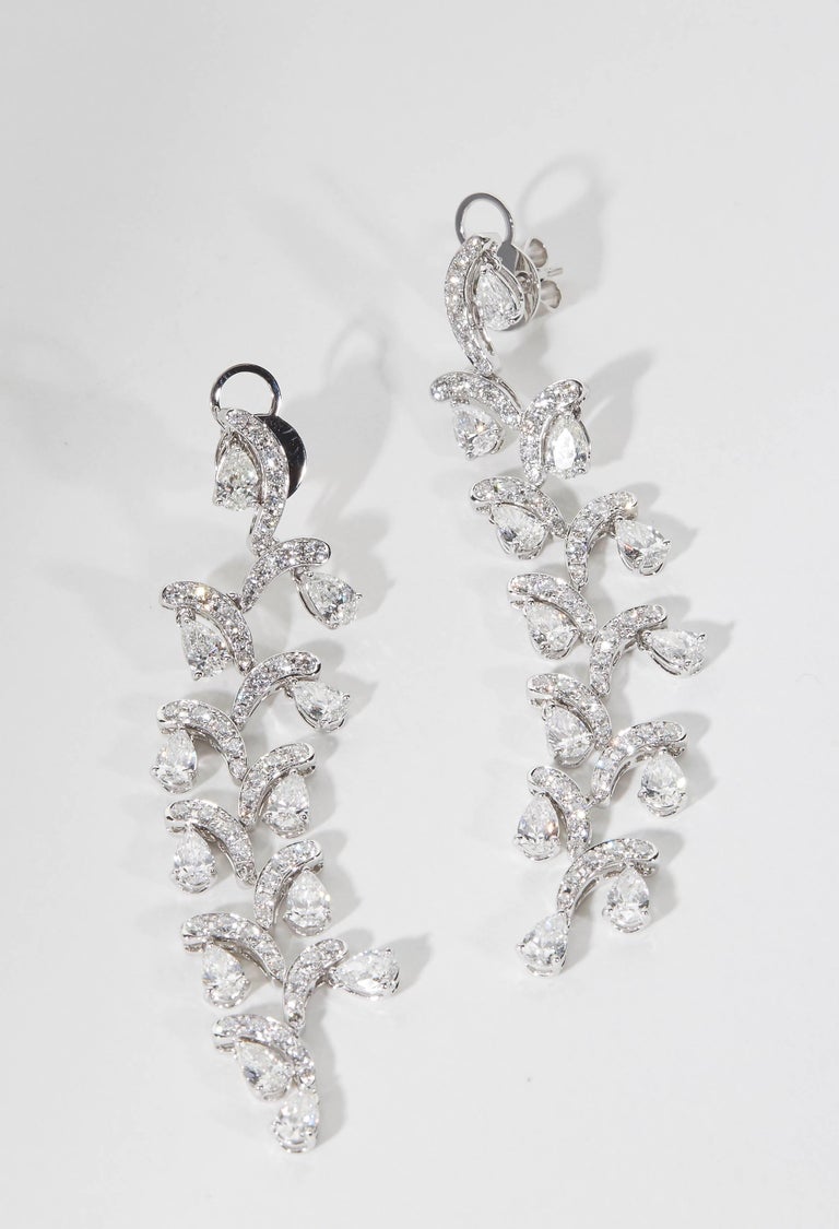 Elegant 8.82ct Diamond Cascade Dangle Earrings in 18k White Gold