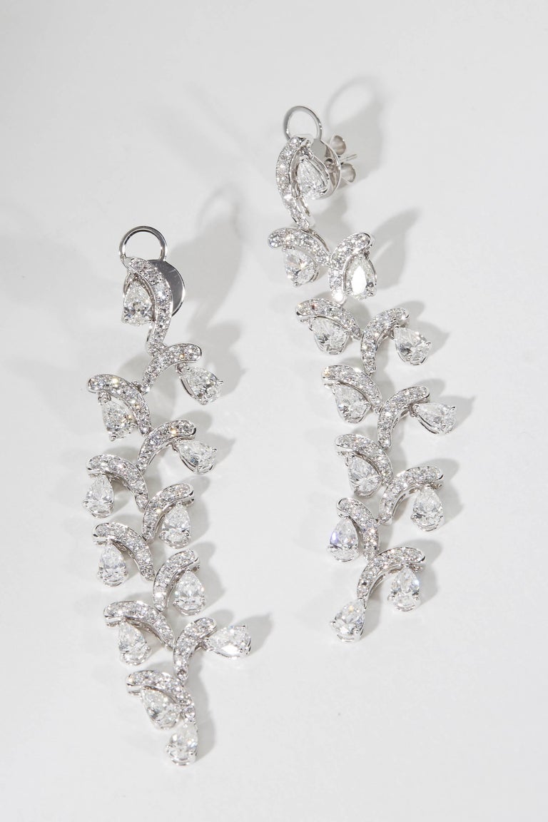 Elegant 8.82ct Diamond Cascade Dangle Earrings in 18k White Gold