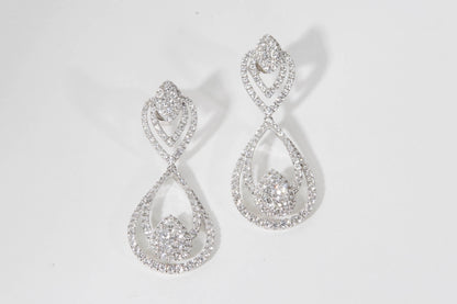 Elegant 3.84ct Brilliant Diamond Drop Earrings in 18k White Gold