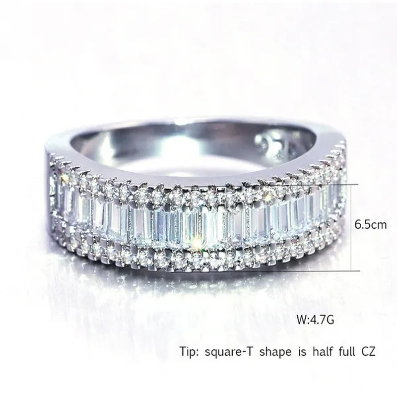 For Beauties! 1PC Pave Setting Square Heart Oval T-Shape Simulated Diamond CZ Eternity Band Engagement Wedding Stone Rings