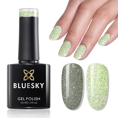 Reflective Gel Polish - Glitter Gel Nail Polish with Diamond Cat Eye Gel Royal Flash,Sparkle Chick Collection,UV LED Soak Off Home DIY Manicure Nail Salon Varnish,It's Brillant