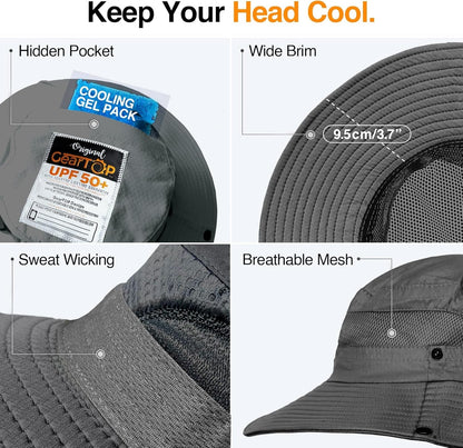 UPF 50+ Beach Hat Women, Sun Hat Men, Safari Hats, Beach Hats for Women Packable