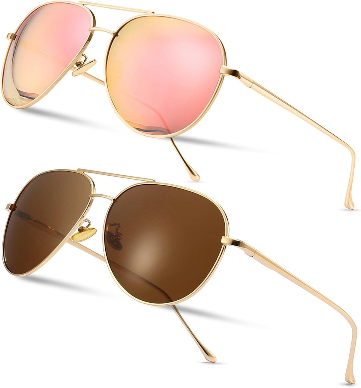 Women's Lightweight Oversized Aviator Sunglasses - Mirrored Polarized Lens