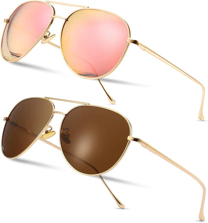 Women's Lightweight Oversized Aviator Sunglasses - Mirrored Polarized Lens