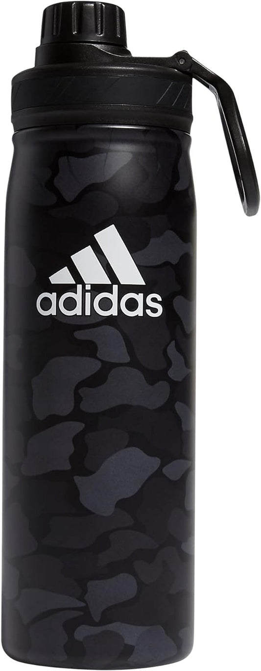 600 ML (20 Oz) Metal Water Bottle, Hot/Cold Double-Walled Insulated 18/8 Stainless Steel, Nomad Camo Grey-Carbon/White/Black, One Size