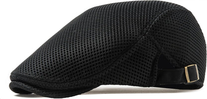 Men'S Breathable Mesh Summer Hat Adjustable Newsboy Beret Ivy Cap Cabbie Flat Cap Gatsby Driving Hunting Hats