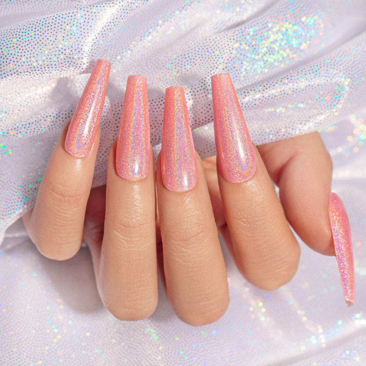 Holographic Gel Nail Polish Set 3PCS Rose Gold Pink Purple Gorgeous Glossy Soak off Nail Gel with Glitter Mermaid Unicorn Effect Lamp Curing Required for Nail Art Design Manicure Salon DIY at Home