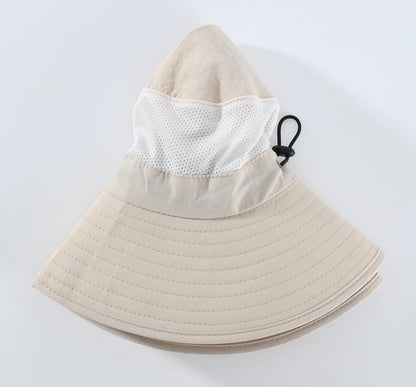 Outdoor UPF50+ Mesh Sun Hat Wide Brim Fishing Hat with Neck Flap Sun Hat for Men Women