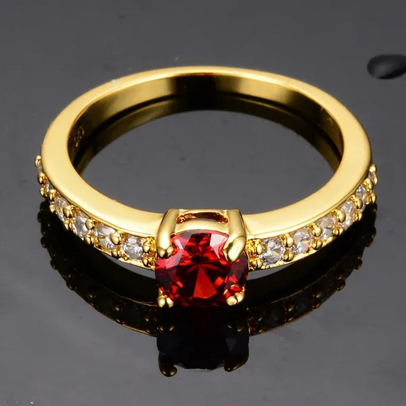 Exquisite Retro 18K Gold Natural Garnet Red Ruby Gemstone Ring Anniversary Gift Romantic Bride Engagement Wedding Party Bands Fine Jewelry