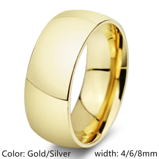 4/6/8mm Width Never Fade Gold Silver Plated Ring Men/Women Gift Classic Gold Wedding Bands Rings for Men Jewelry