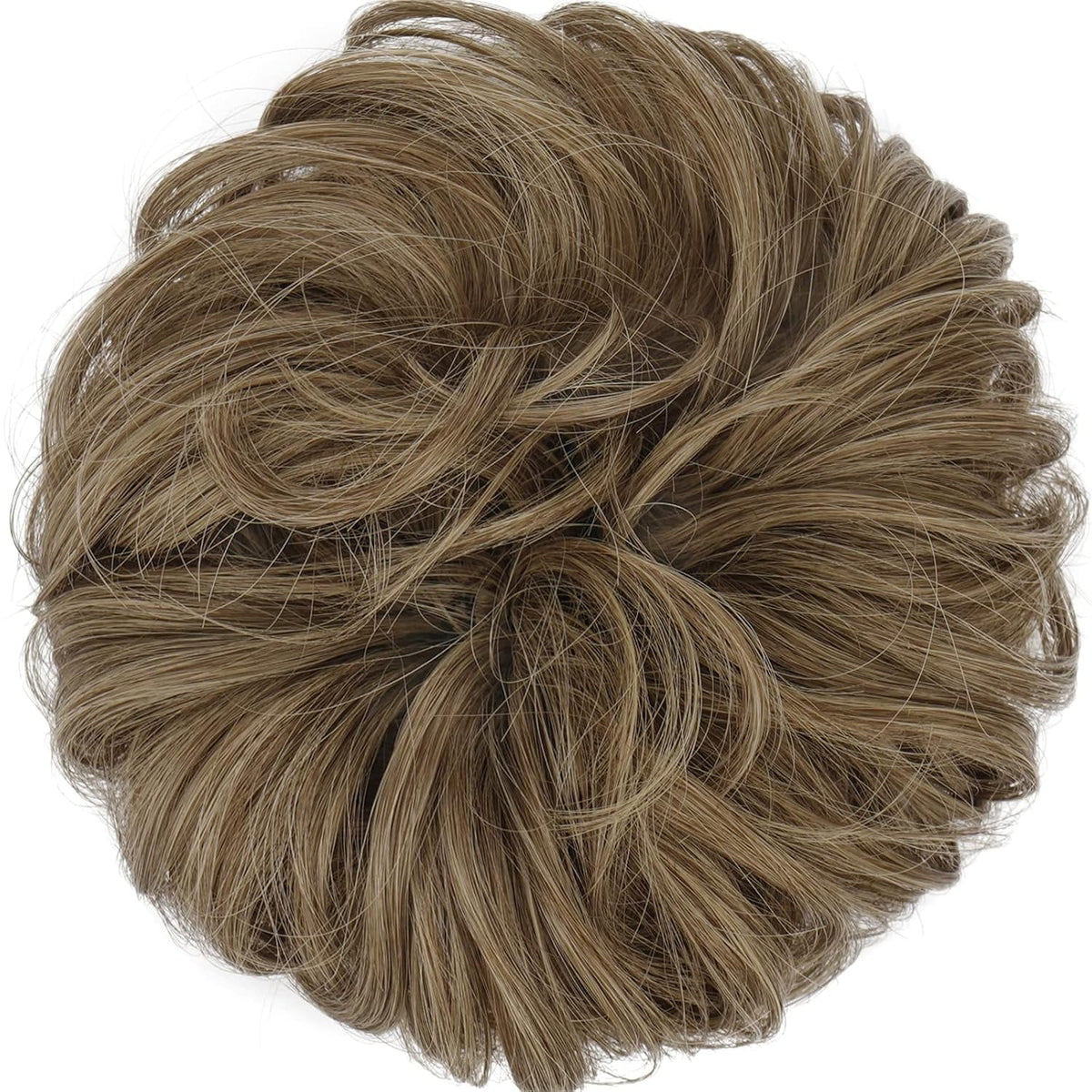 Messy Bun Hair Piece - Elastic Wavy Curly Hair Bun Scrunchies Extensions Synthetic Chignon Hairpieces for Women Girls, Dirty Brown 1 PCS