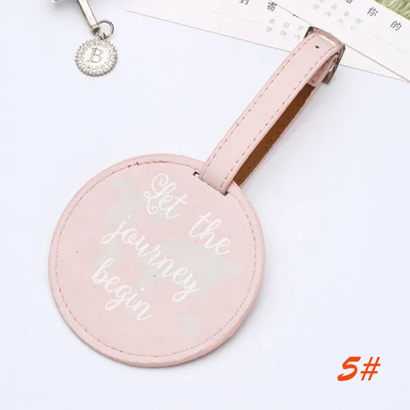 Air Plane Pattern Travel Luggage Bag Tags Handbag ID Tag Name Card Holder with Key Ring （Shape: Round）