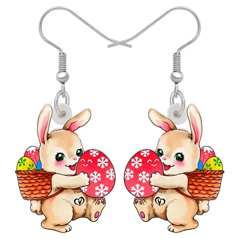 Acrylic Easter Eggs Bunny Hare Rabbit Earrings Drop Dangle Egge Jewelry For Women Girls Kids Charms Festival Gift Accessories