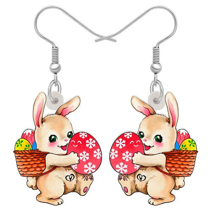 Acrylic Easter Eggs Bunny Hare Rabbit Earrings Drop Dangle Egge Jewelry For Women Girls Kids Charms Festival Gift Accessories
