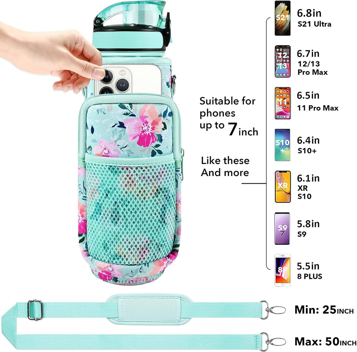 32 Oz Water Bottles with Straw & Strap, Motivational Water Bottles with Times to Drink, BPA Free Reusable Sports Water Bottle with Sleeve Carrier for Hiking, Travel, Running or Fitness
