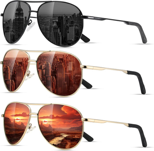 Polarized Aviator Sunglasses for Men Women, Driving Mens Sun Glasses with UV Protection for Fishing Golf