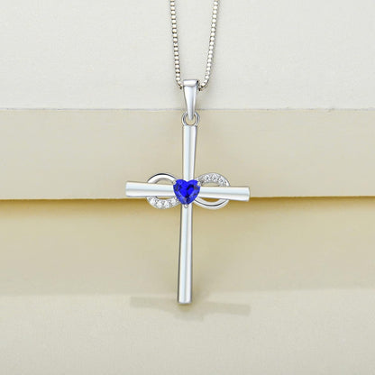 Infinity Cross Necklace Sterling Silver Crucifix Pendant Gemstones Criss Jewelry for Women