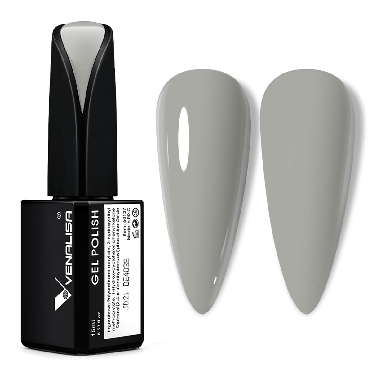 VENALISA 15ml Gel Nail Polish, Pure White Color Soak Off UV LED Nail Gel Polish Nail Art Starter Manicure Salon DIY at Home, 0.53 OZ