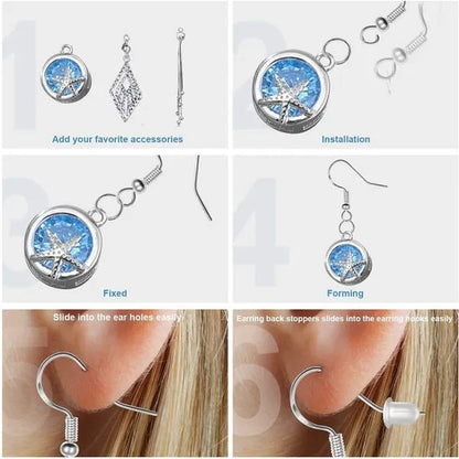 925 Sterling Silver Earring Hooks, 300PCS Earring Hooks Kit - 100PCS Hypoallergenic Earring Hooks for Jewelry Making with 100PCS Open Jump Rings and 100PCS Rubber Earring Backs