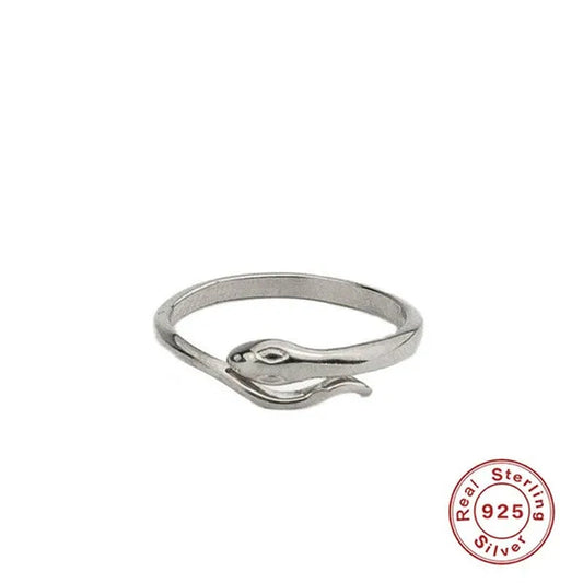 925 Sterling Silver Small Snake Open Rings Women Female's Animal Adjustable Rings Girls' Gold Color Simple Wedding Jewelry