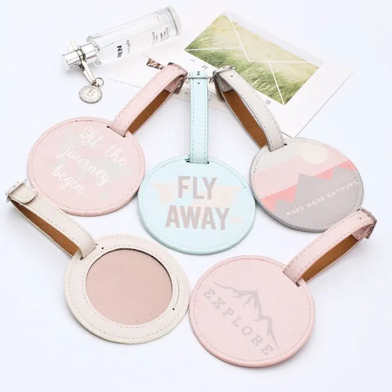 Air Plane Pattern Travel Luggage Bag Tags Handbag ID Tag Name Card Holder with Key Ring （Shape: Round）