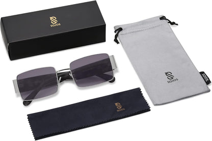 Retro Fashion Rectangle Sunglasses Womens Mens Vintage Trendy Square Shades SJ1162