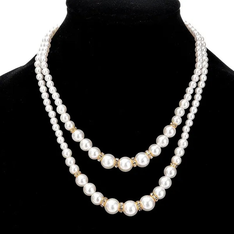 Fashion Double Layer Ladies Pearl Necklace Sister Companion Surprise Gift Ladies Necklace Pendant Temperament Diamond Jewelry Accessories Birthday Luxury Anniversary Gift