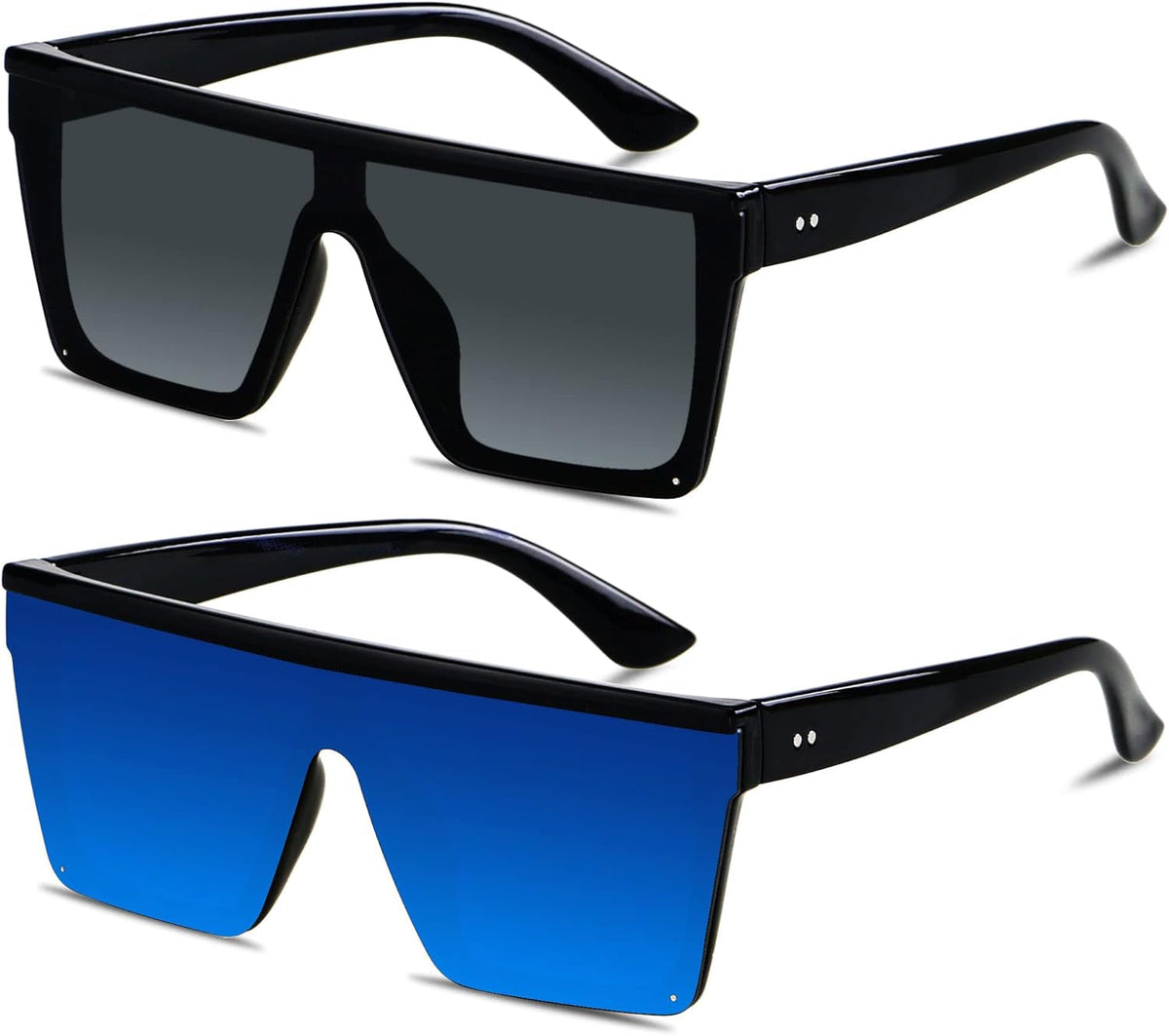 Square Oversized Sunglasses for Women Men Big Flat Top Fashion Shield Large UV Protection Rimless Shades