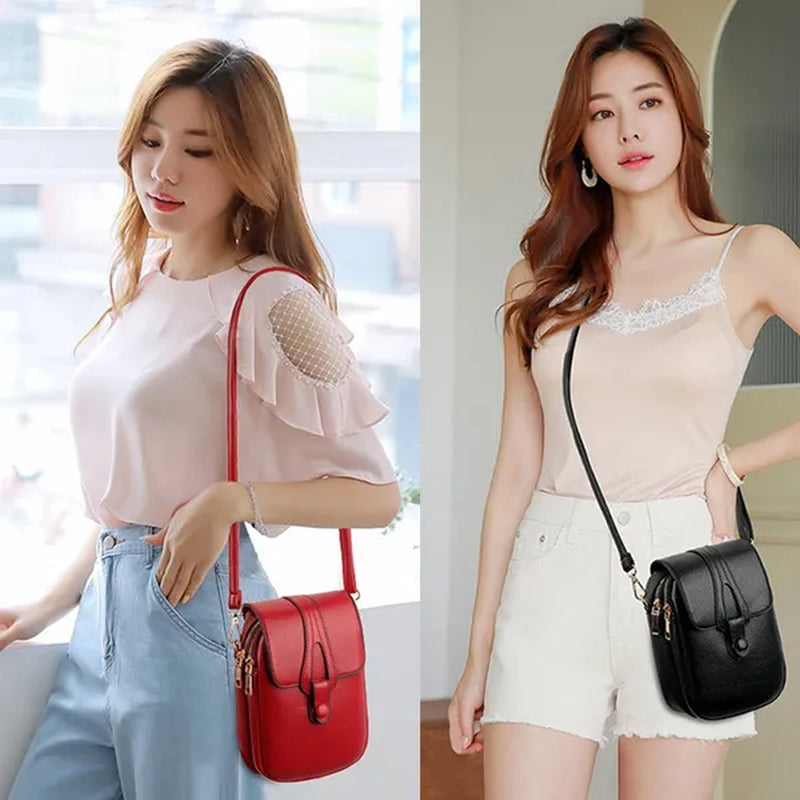 2023 New High Quality High-capacity Women's Fashion Shoulder Bag Genuine Leather Cross Body Shoulder Bags Retro Style Handbags Purses Mobile Phone Bag