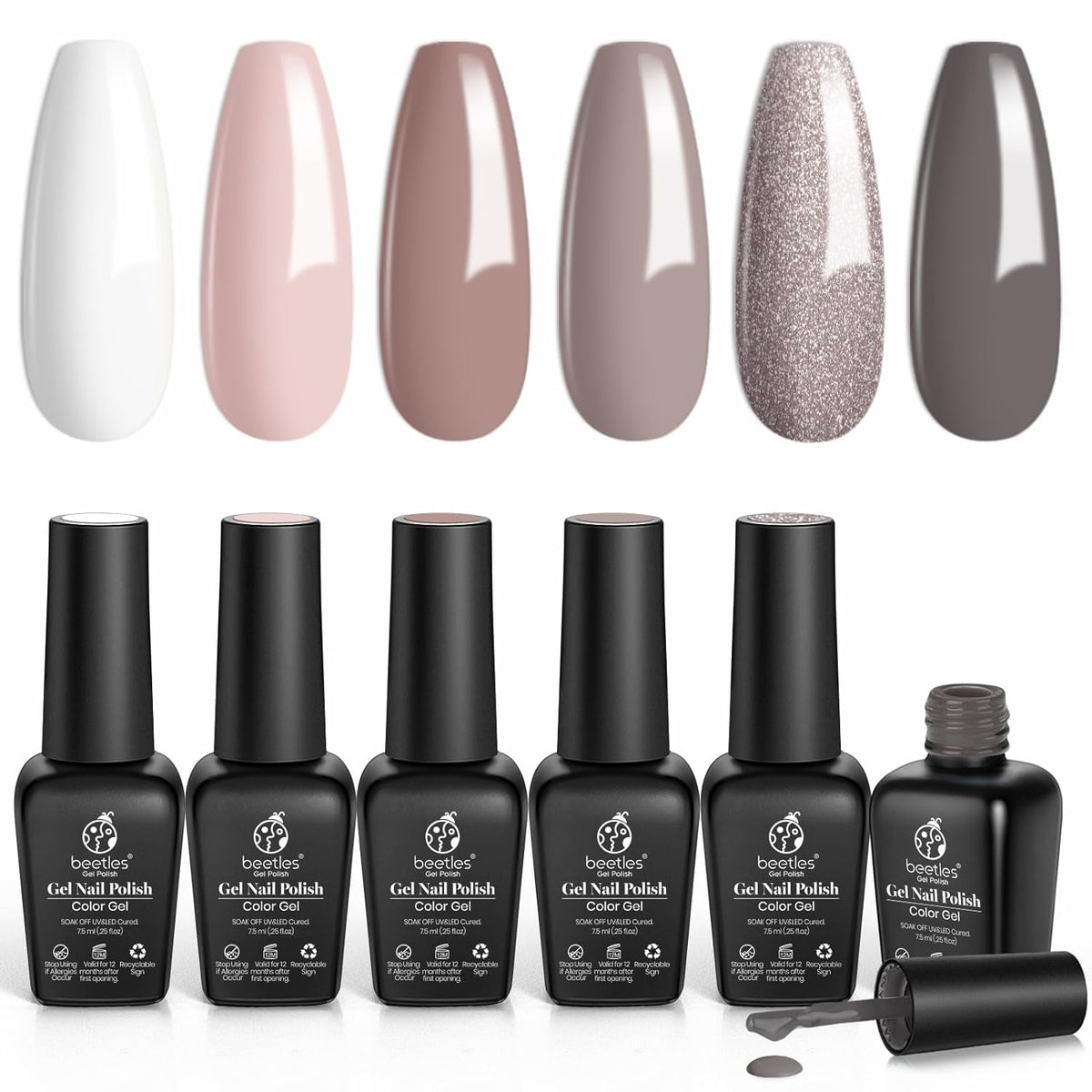 Beetles Pastel Gel Nail Polish,6 Colors Macaron Pink Blue Green Yellow Purple Soft Pastel Gel Polish Soak Off Uv Gel Manicure Spring Gel Polish Nail Art Design DIY Home Salon Gift for Women Girl