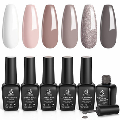 Beetles Pastel Gel Nail Polish,6 Colors Macaron Pink Blue Green Yellow Purple Soft Pastel Gel Polish Soak Off Uv Gel Manicure Spring Gel Polish Nail Art Design DIY Home Salon Gift for Women Girl