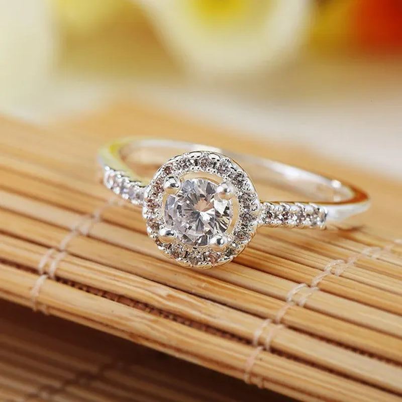 925 Sterling Silver Cute Solid Christmas Gift Noble Fashion Elegant Women Shiny Crystal CZ Necklace Earring Ring Jewelry Set