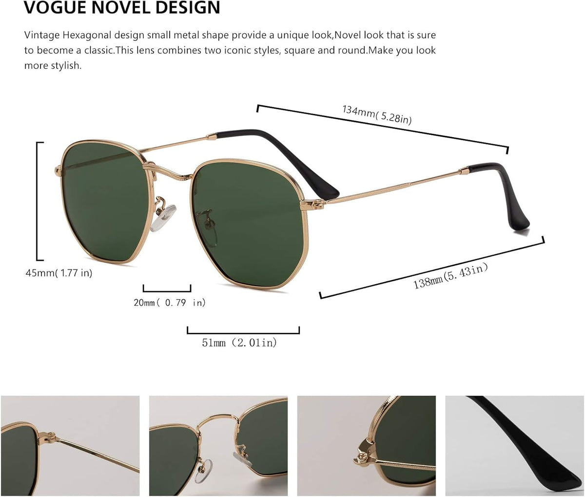 Hipster Hexagonal Polarized Sunglasses Men Women Geometric Square Small Vintage Metal Frame Retro Shade Glasses