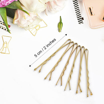 Blonde Hair Bobby Pins, 120PCS 2Inches Gold Hair Pins for Women with Box