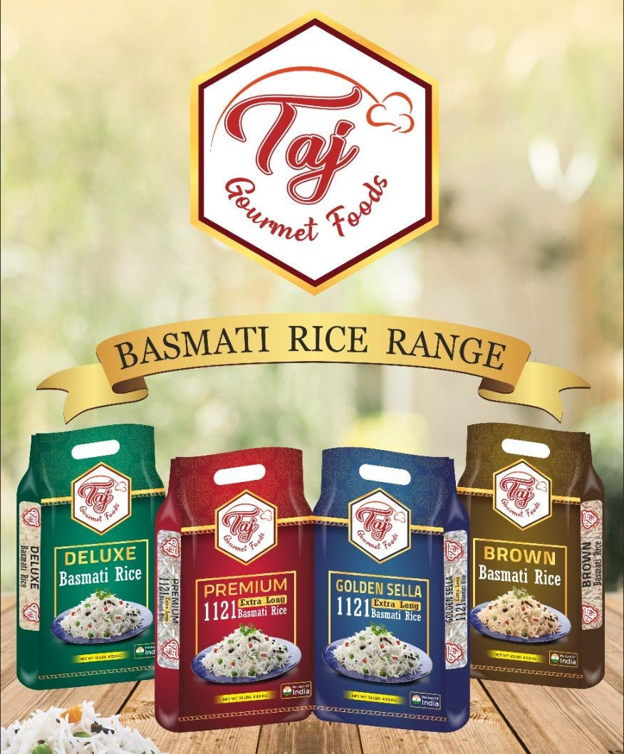 TAJ Premium 1121 Basmati Rice, Extra Long Grain Basmati Rice from India | 10Lbs