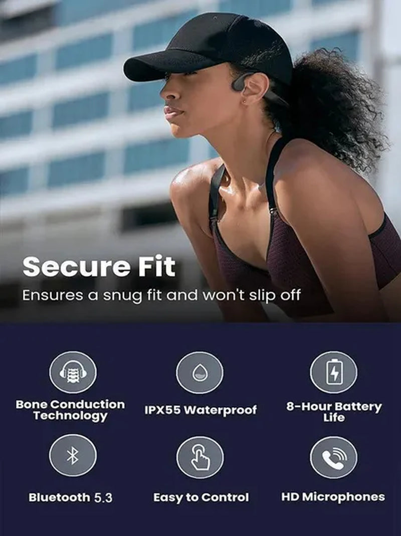 Open Ear Bone Conduction Bluetooth Headphones Waterproof Stereo Wireless Headset with Microphone for Driving Working Running Cycling