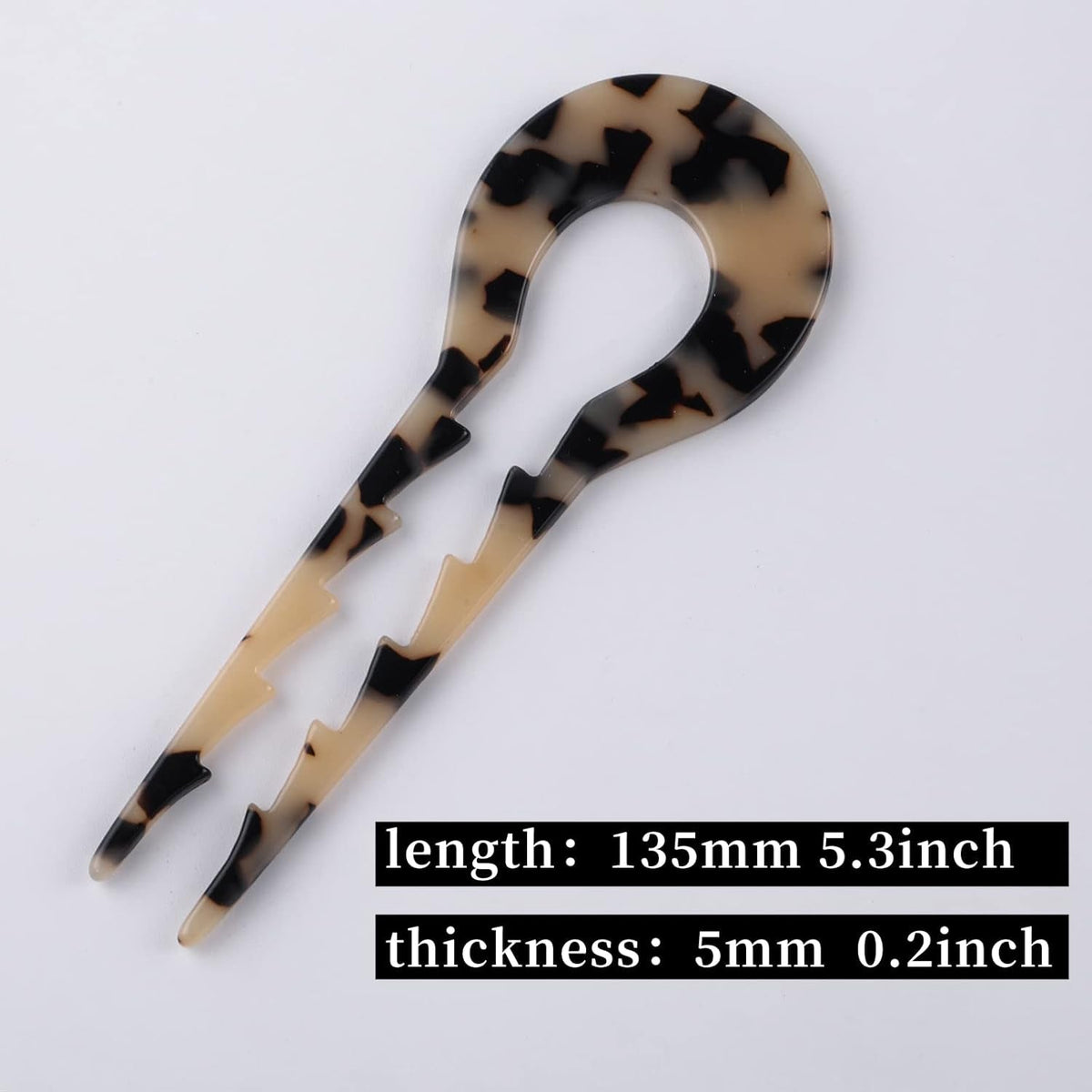 5.3Inch U Shaped Acetate 2 Prong Bun French Pin, Hair Fork for Women(Pack of 3)