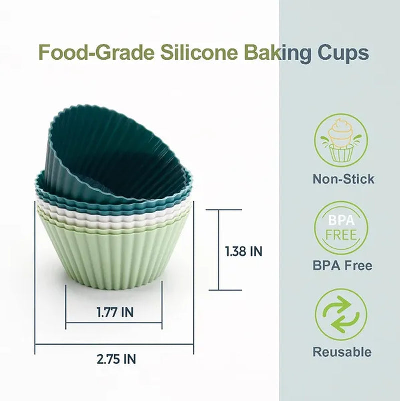 12/24PCS Silicone Cake Mold Round Muffin Cupcake Baking Molds Reusable DIY Cake Decorating Silicon Mould Tools Baking Accessories