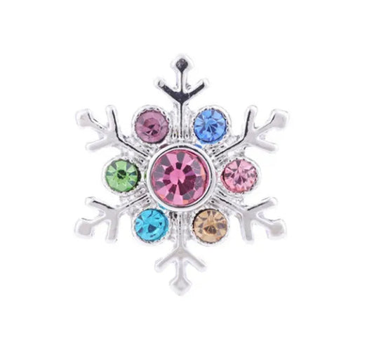 2PCS High Quality Snap Jewelry Lmitation Metal Multicolored Snowflakes Crystal Diamond 18MM 20MM Snap Buttons Fit Snap Bracelet Bangles Neckalces For Women Men