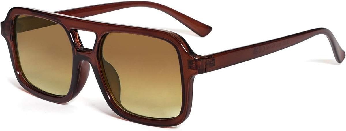 Retro 70s Square Aviator Sunglasses for Women Men Vintage Trendy Rectangle Sun Glasses VL9816