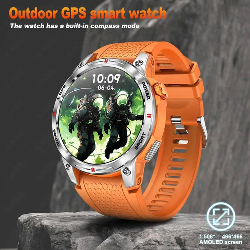 LIGE GPS 100+ Sport Modes Smart Watch Men Compass Military With LED Flashlight Bluetooth Call Sport Tracker IP68 Waterproof Smartwatch For Women Android IOS